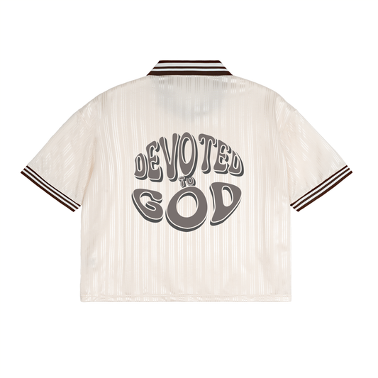 Devoted to God Contrast Stripes Polo Collar T-Shirt