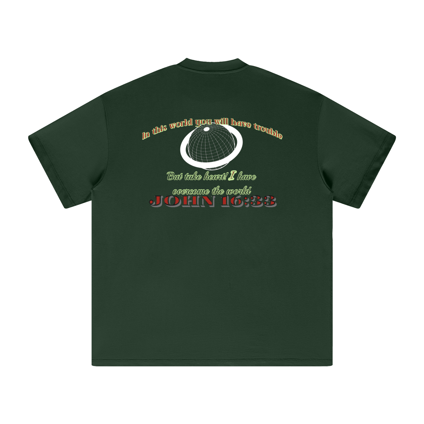 Take Heart! T-Shirt - Neon Lettering & White Globe