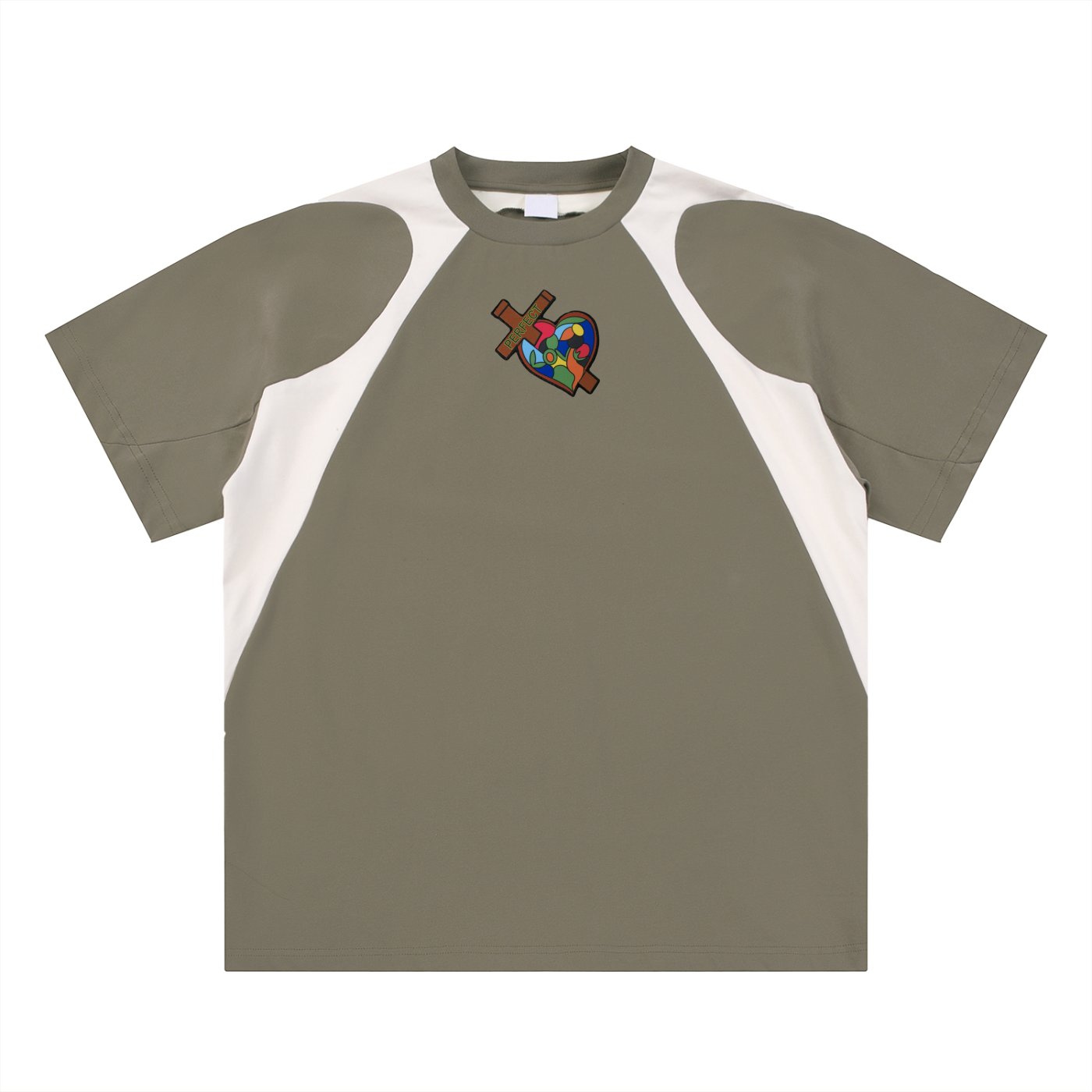 Perfect Love - Contrast Panel Cotton T-Shirt