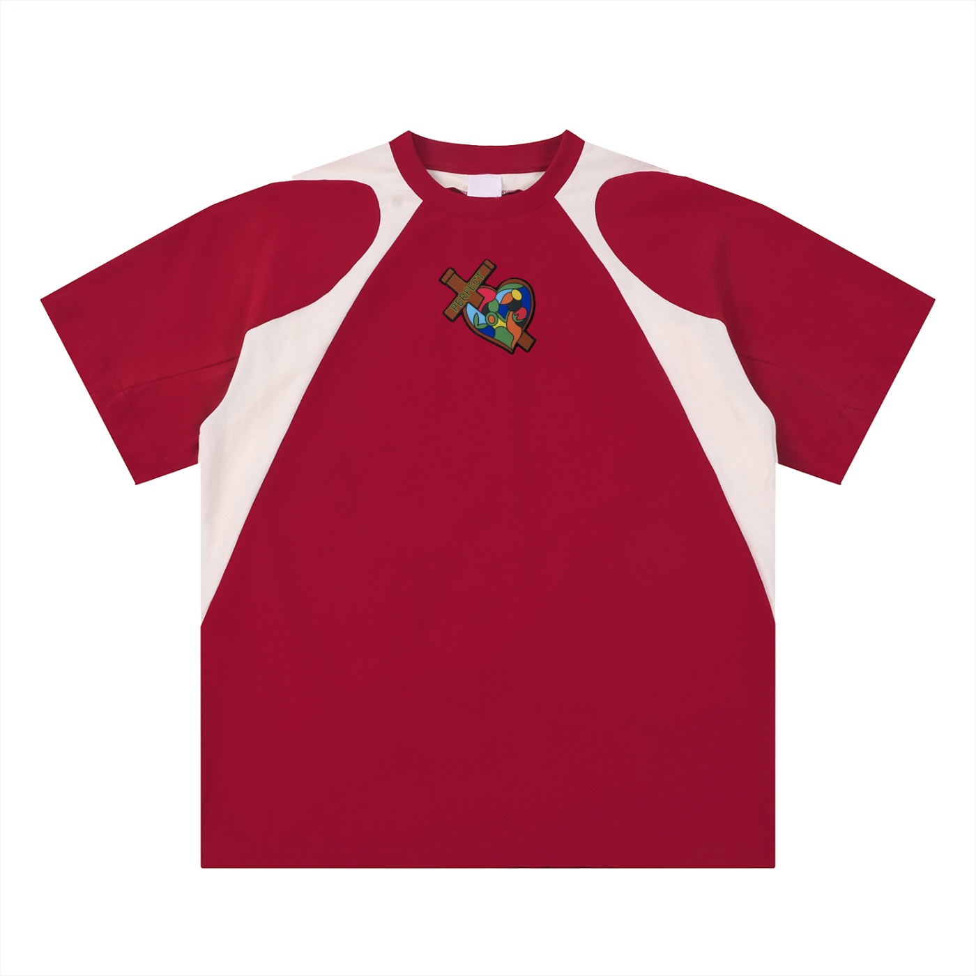 Perfect Love - Contrast Panel Cotton T-Shirt