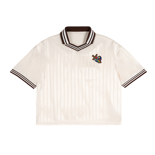 Devoted to God Contrast Stripes Polo Collar T-Shirt