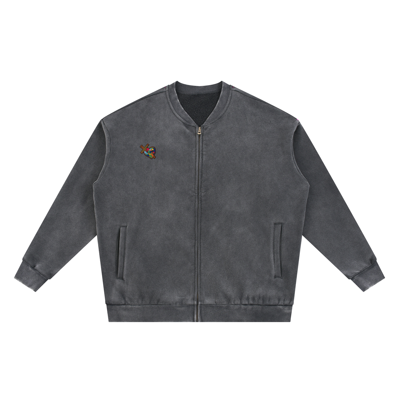 Perfect Love Vintage Washed Fleece Baseball Jacket