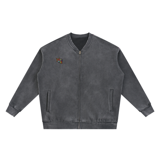 Perfect Love Vintage Washed Fleece Baseball Jacket