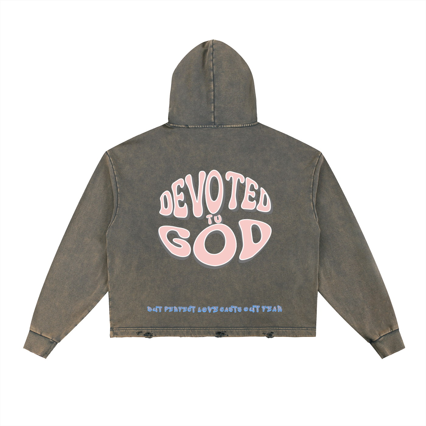 Devoted to God - Vintage Washed Frayed-Hem Hoodie