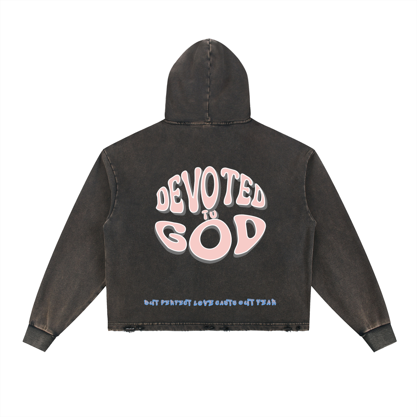Devoted to God - Vintage Washed Frayed-Hem Hoodie