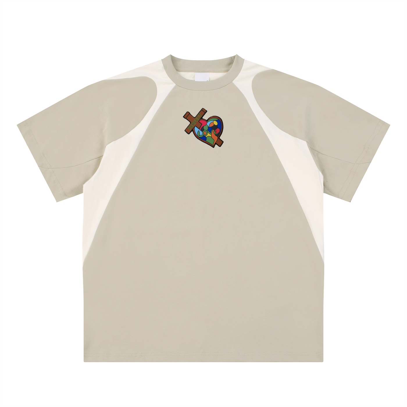 Perfect Love - Contrast Panel Cotton T-Shirt